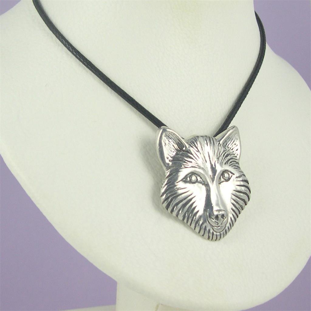 Colgante Wolf en cordón de cuero negro .925 plata de ley o bronce sin piedra EE. UU. - Imagen 6 de 6