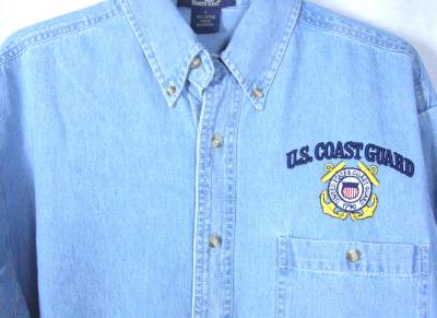 United States US Coast Guard Long Sleeve Denim Shirt 100% Cotton Light ...