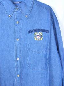 United States US Coast Guard Long Sleeve Denim Shirt 100% Cotton Navy ...