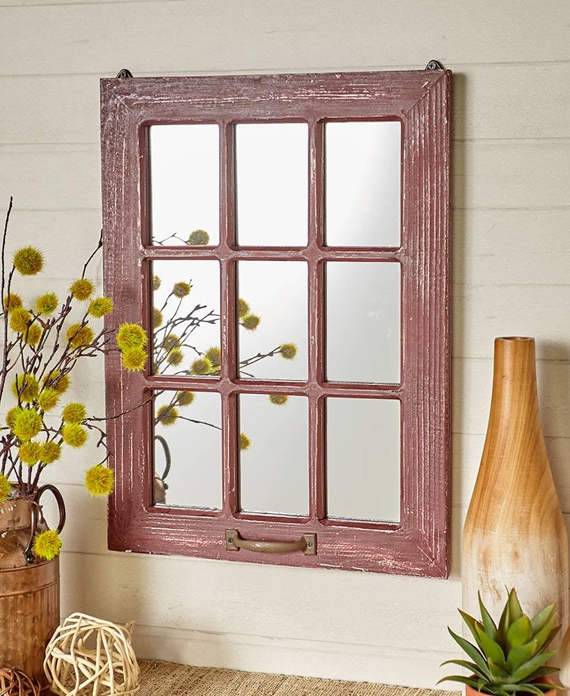 WHITE Antiqued Distressed Wooden Country Farmhouse Windowpane Wall