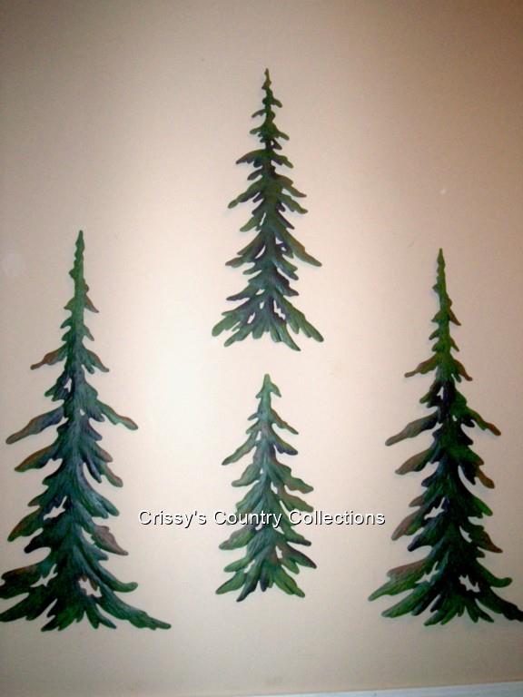 4 Pc Metal Pine Tree Set Forest Timberline Wall Art Cabin Lodge Wall Decor 24 5 Ebay