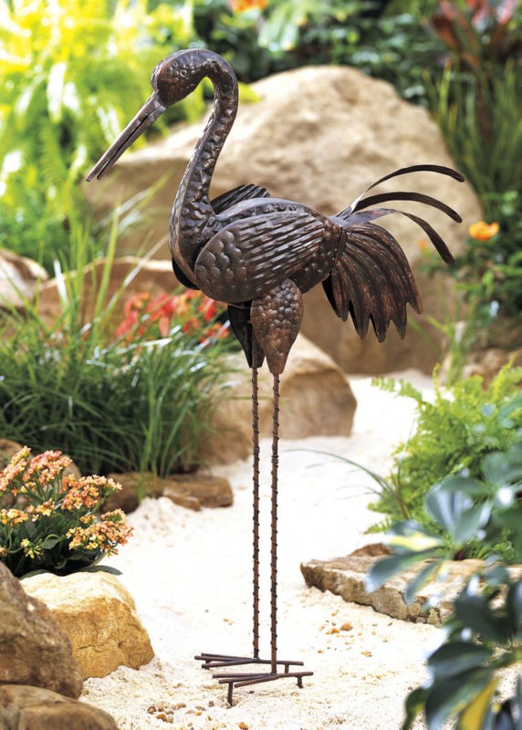 Metal Garden Crane Bird Lawn Ornament Yard Art 38