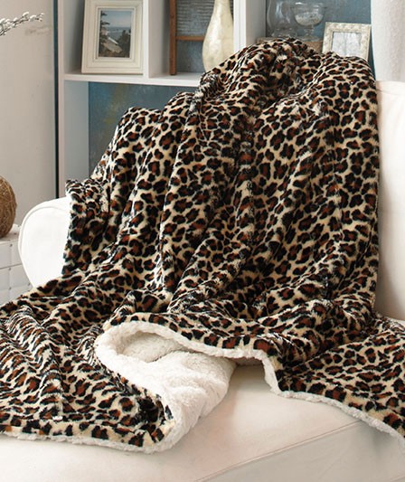 Cozy Soft Plush Reversible Animal Print Sherpa Throw Blankets CHEETAH ...