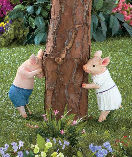 hide and seek pig girl or boy garden statues farm