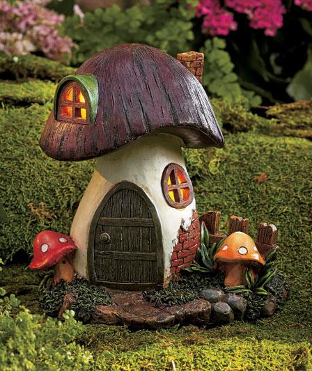 fairy gnome garden toadstool mushroom houses solar sell lighted farmhouse light