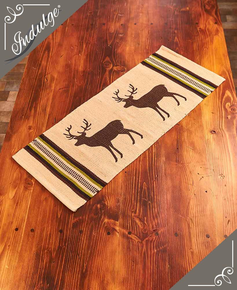 4 PC Rustic Lodge Cabin Deer Buck Handcrafted Cotton Kitchen Table