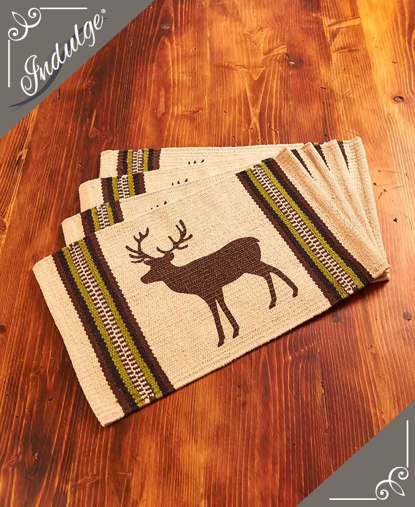 4 PC Rustic Lodge Cabin Deer Buck Handcrafted Cotton Kitchen Table