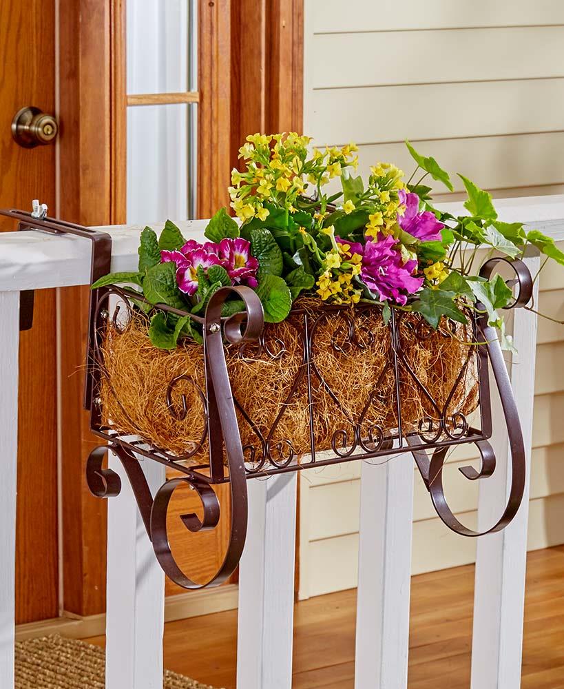 Coco Liners Natural Fibers Hanging Baskets Railing