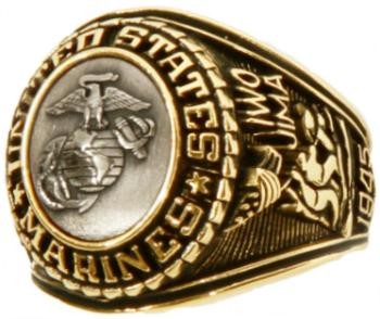 US MARINE CORPS SIGNET WITH CAST BRONZE INSIGNIA RING 18K GOLD (GP ...