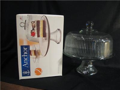 ANCHOR HOCKING MONACO TWO PIECE CAKE / DOME SET - NEW IN BOX - USA