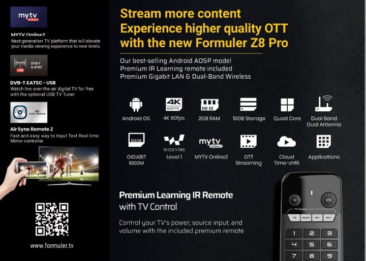 Formuler Z8 Pro Uhd 4k Android Iptv Media Streamer Dual Band Wifi 2gb 16gb Ebay