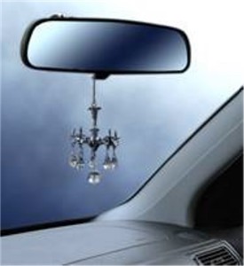 Decorative Mini Chandelier W Crystals Rear View Mirror Ornament