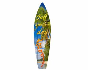 Gone Surfing Pink Metal Novelty Surfboard Sign 17/" x 4.5/" Wall Decor