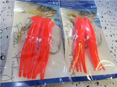 8//0 or 10//0 Large Winged Squid Lumi Fishing Rig for Ling Conger Bull Huss