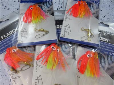 X 50 OCTOPUS GLITTER MUPPETS 5 Inch RIG Cod Fishing Lures Sea Boat Ta 