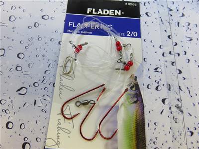 6 FLADEN 3 HOOK FLAPPER RIGS 1/0 SEA FISHING LURES COD BASS FLATTY FLOUNDER