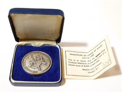 Silver 1969 Investiture of Prince of Wales Commemorative Coin Medal 1/ ...