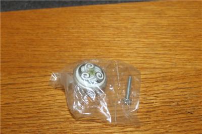 NEW HAND PAINTED PORCELAIN DRAWER CABINET KNOBS CLOVER SWIRLS HARDWARE IN