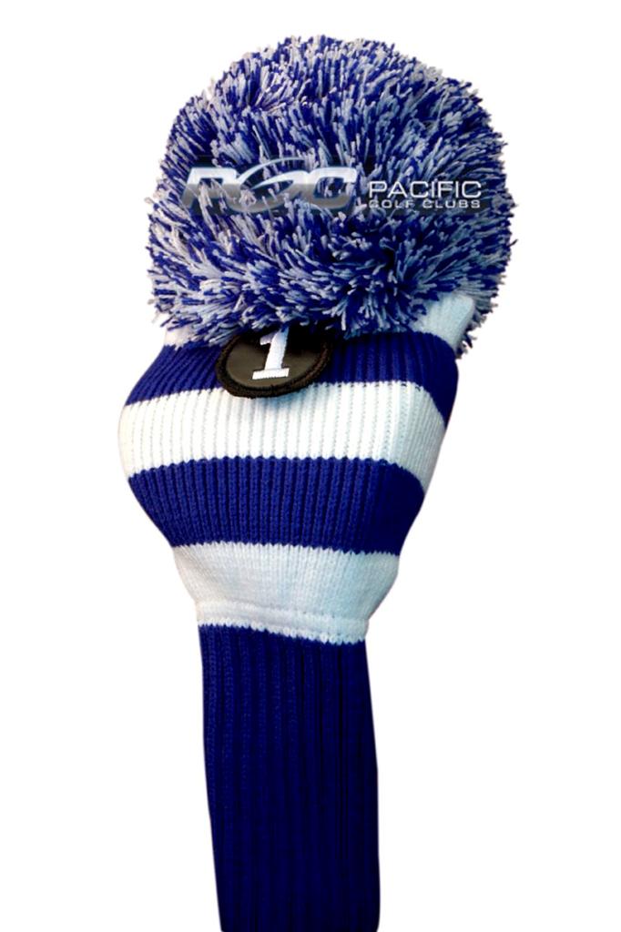 new #1 BLUE WHITE POM POM headcover golf club head cover driver