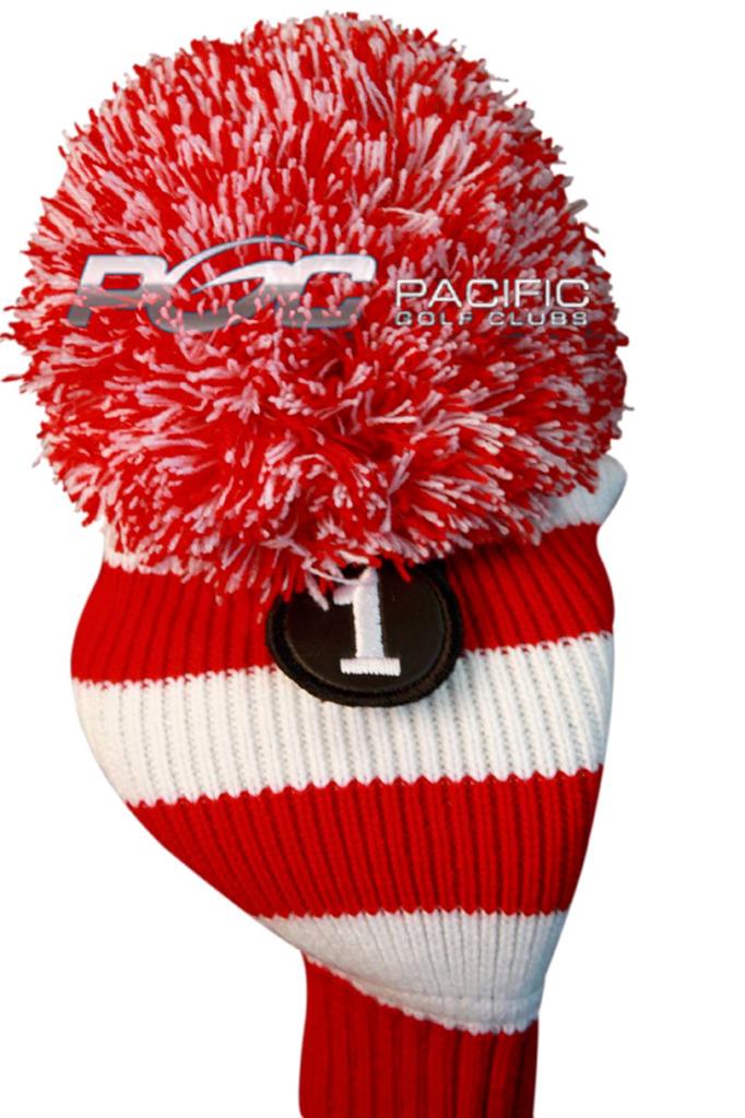 new 1 RED WHITE POM POM headcover golf club head cover fits Taylormade