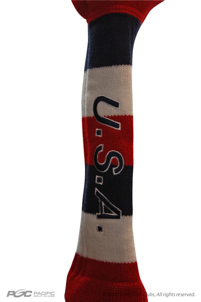 USA GOLF Driver Headcover Red White Blue 1 KNIT POM Head Covers
