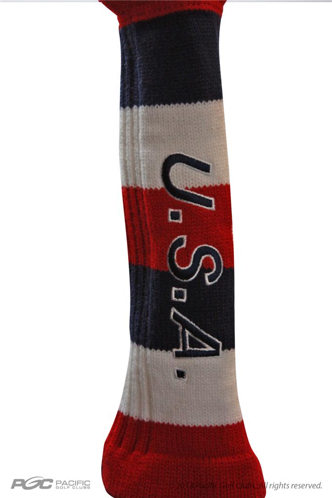 USA GOLF Driver Headcover Red White Blue 1 KNIT POM Head Covers
