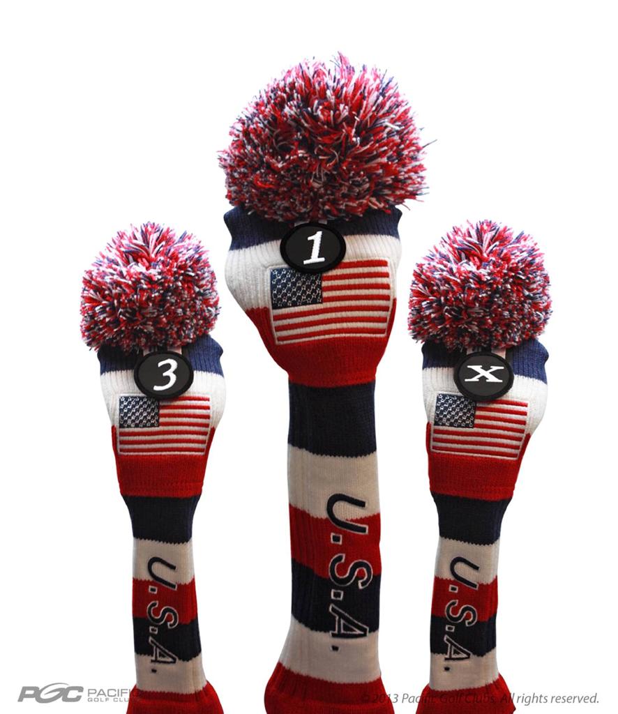 1 3 X USA GOLF Driver Headcover Red White Blue KNIT Head Covers