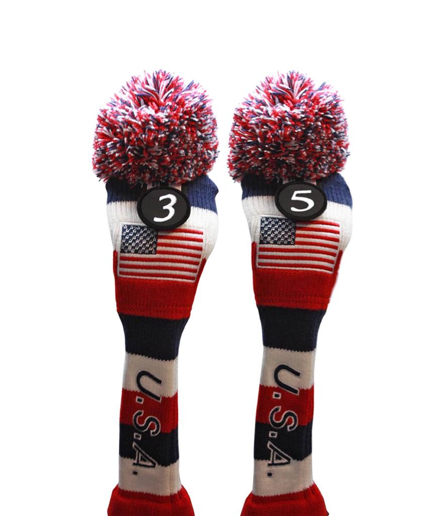 USA Golf Fairway Headcover 3 5 Red White Blue Knit Head Covers