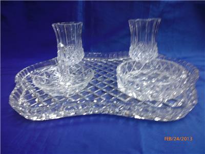 bohemia crystal dressing table set 24% PBO Lead (s) - New Without Tags Rare blue Bohemian etched glass dressing table set with three vanity bottles in the style of Friedrich Egermann Art Deco Bohemian Bleikristall Crystal