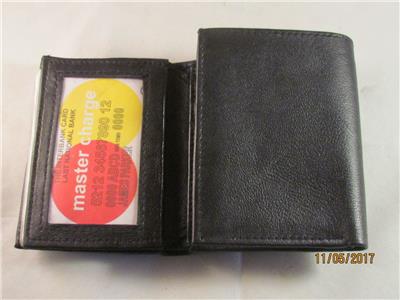 EMS EMT CNA PARAMEDIC BLACK LEATHER BIFOLD VERTICAL CREDIT CARD WALLET NEW