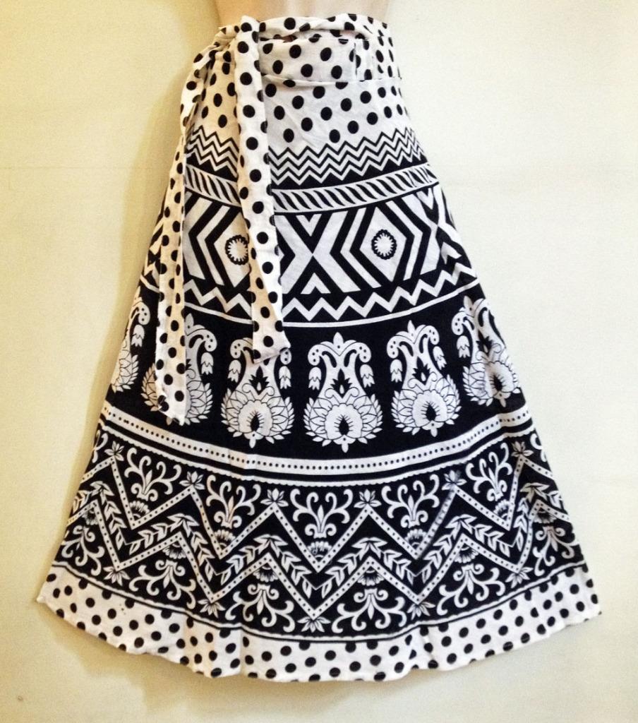 Hippie Bohemian Festival India Ethnic Jaipuri Block Print Wrap Skirt ...