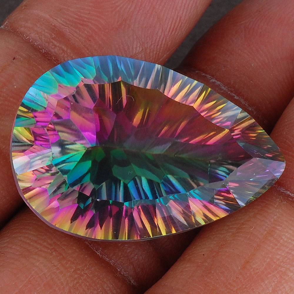 36 cts/9 pcs top quality concave cut natural rainbow mystic