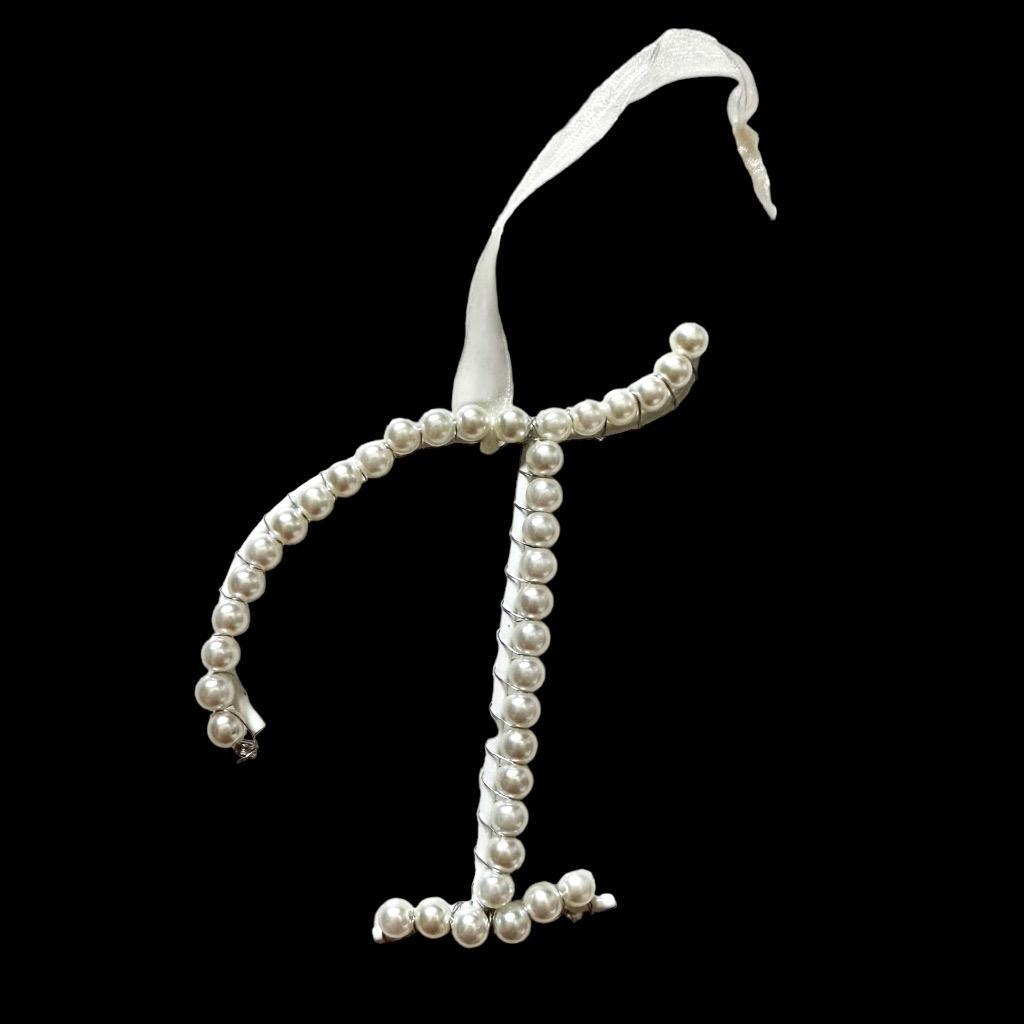 Letter Initial Faux Pearl Christmas Tree Ornament Wedding Cake Topper NEW - Picture 17 of 17