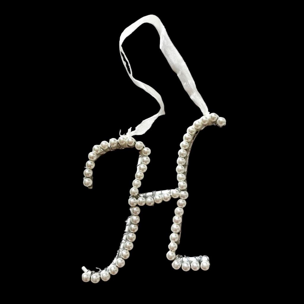 Letter Initial Faux Pearl Christmas Tree Ornament Wedding Cake Topper NEW - Picture 14 of 17