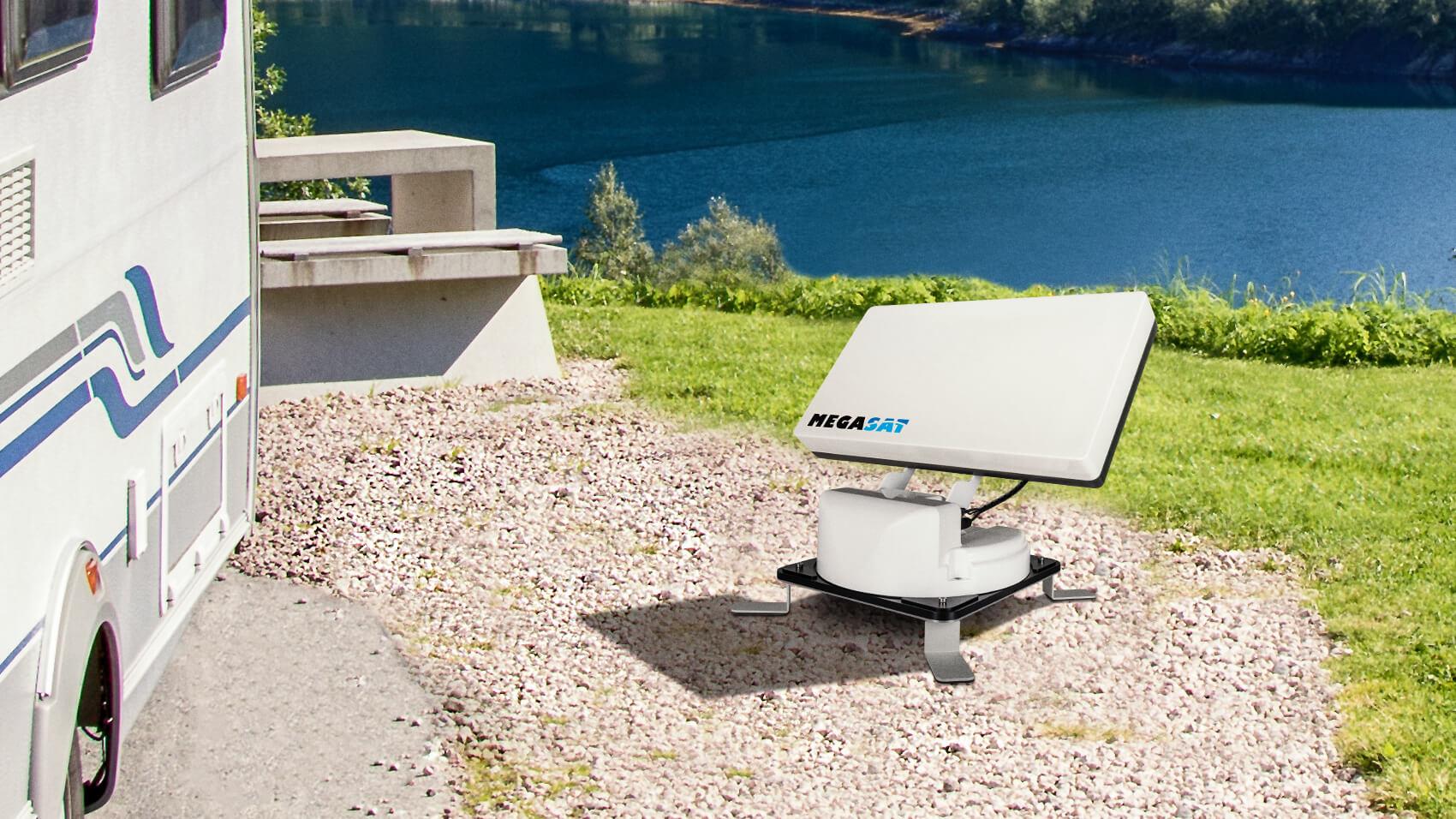 Megasat Traveller Man 2 Auto Skew Portable Caravan Motorhome Twin