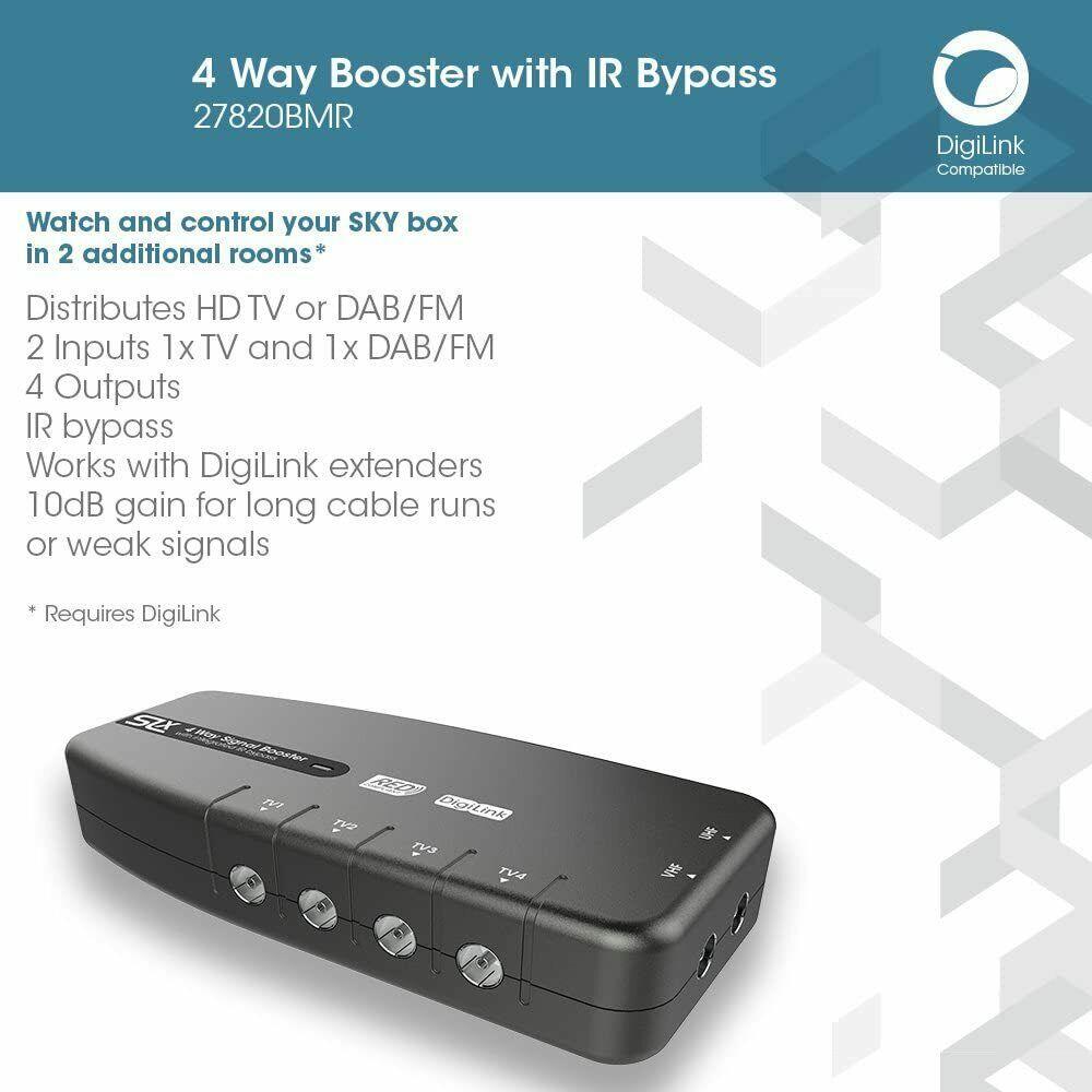 SLx 27820BMR 4 Way Grey TV Aerial Signal Booster With IR Bypass eBay