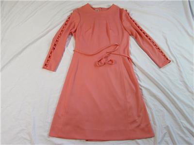 Vtg 60s Edith Flagg Polyester Pink Dress Hollywood Vlv Fancy