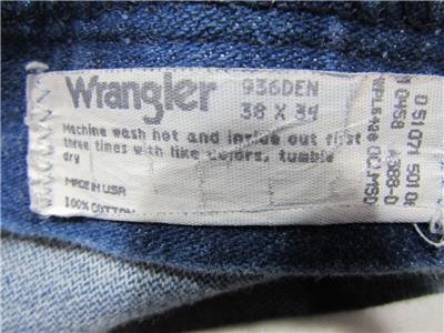 USA Made Wrangler 936DEN Faded Denim Jeans Tag Size 38x34 Measure 37x34 ...