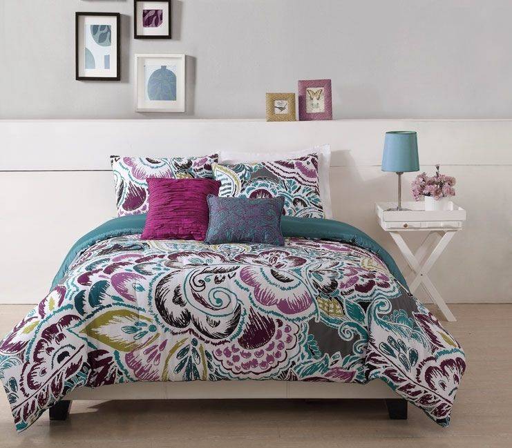 TEEN GIRL FLORAL TURQUOISE TROPIC TWIN FULL QUEEN KING COMFORTER BED ...
