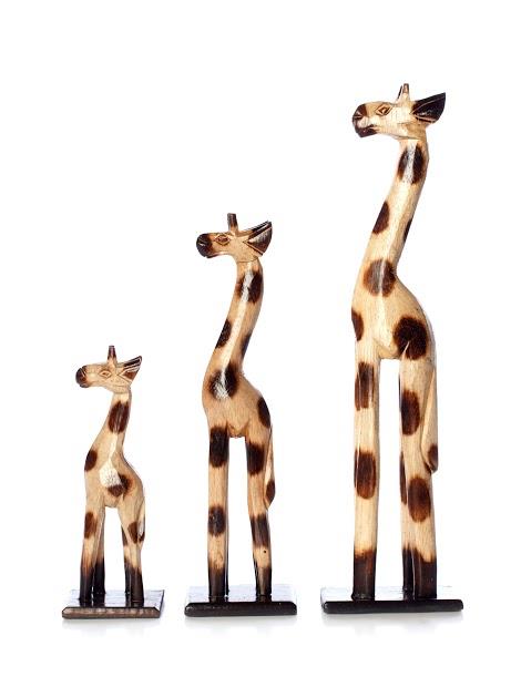 WOODEN GIRAFFE STATUES 100cm 80cm And 60cm CM HIGH SET NATURAL DESIGN - Picture 5 of 5