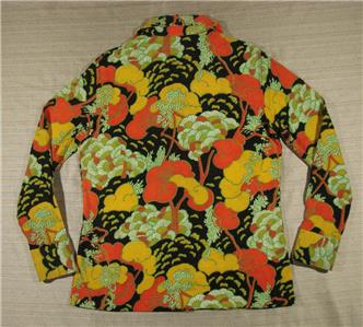 トップス 70's Sears repeating pattern polyshirt VTG 70s Sears Geometric Pattern Shirt Adult 15.5 Pale Yellow