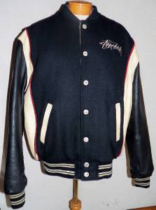 VINTAGE 92 ICONIC STUSSY IST TRIBE LETTERMAN VARSITY LEATHER SS COUPE ...