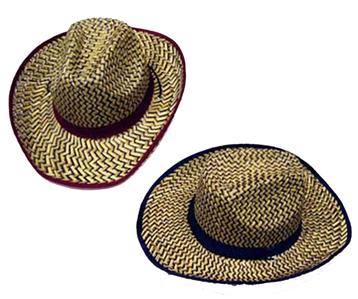 帽子 wicagrocery Round Brim Short Natural 12 COLORED ZIG ZAG STRAW COWBOY HAT #111 wholesale bulk lot unisex