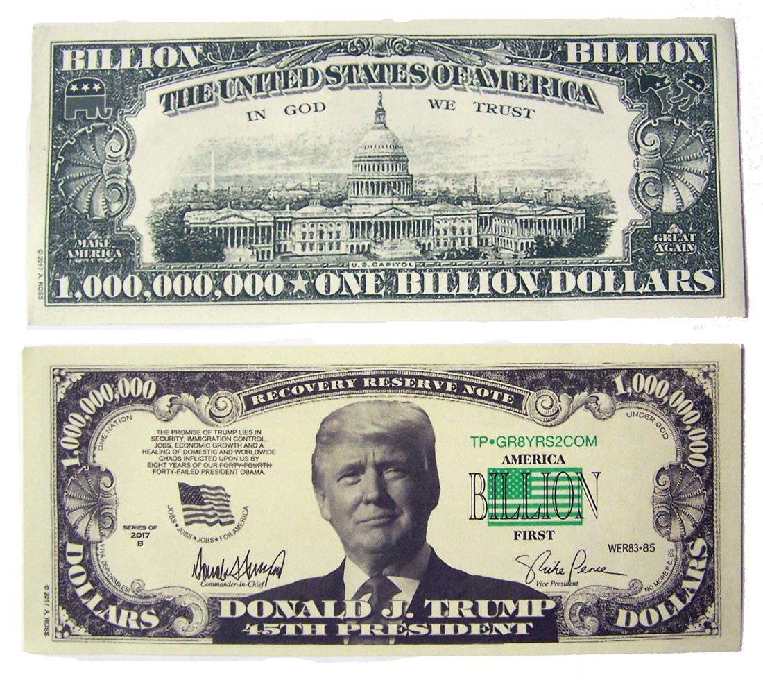 100 Bills Of Fake Trick Donald Trump Billion Dollar Bill Play