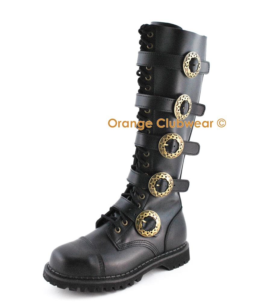 DEMONIA STEAM-20 Steampunk Gothic Men's Leather Boots