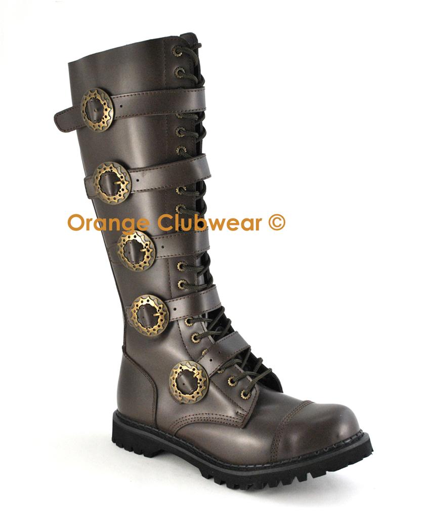 DEMONIA STEAM-20 Steampunk Gothic Men's Leather Boots | eBay