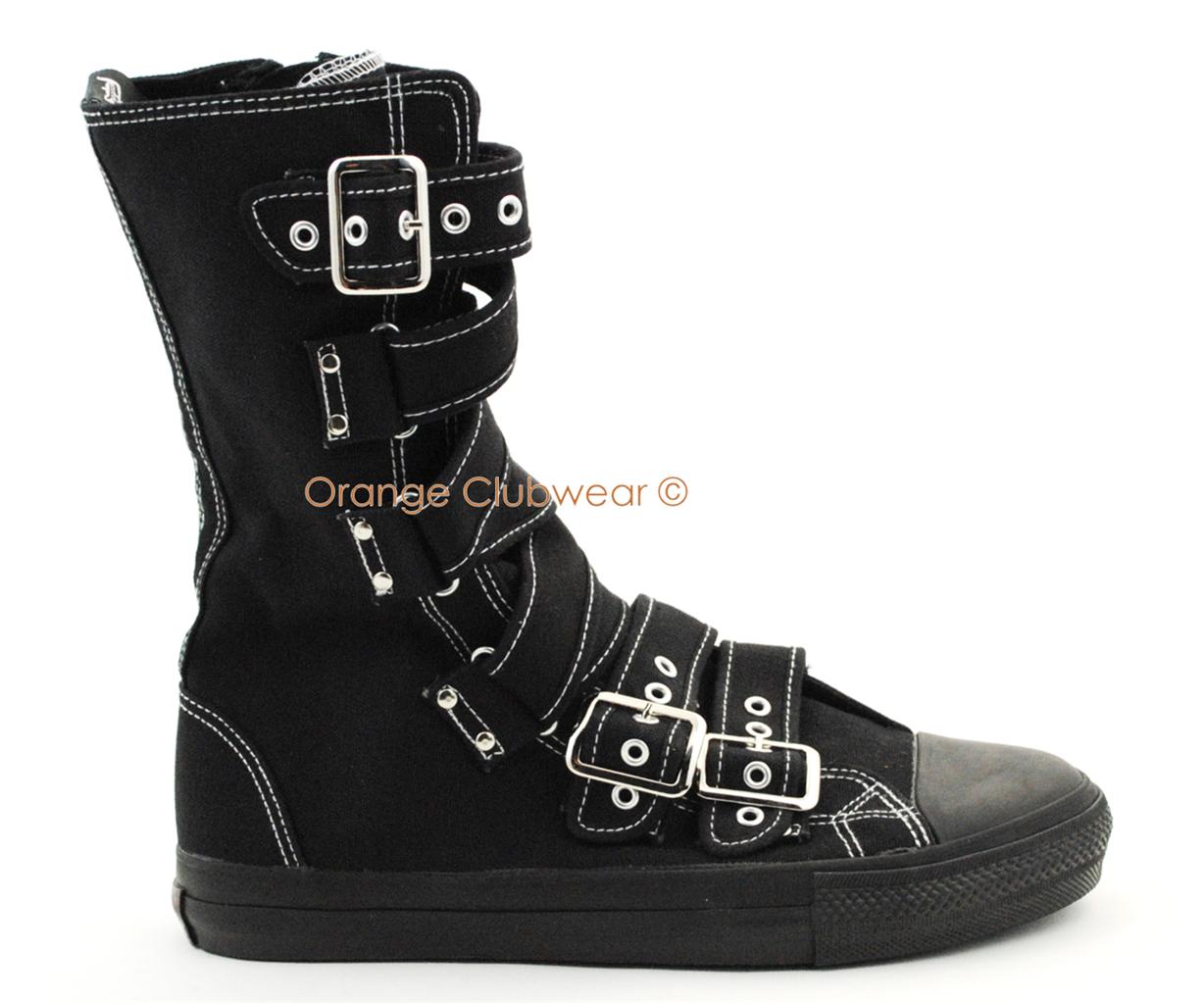 DEMONIA Mens Goth Punk Sneakers Calf Boots Buckle Shoes | eBay
