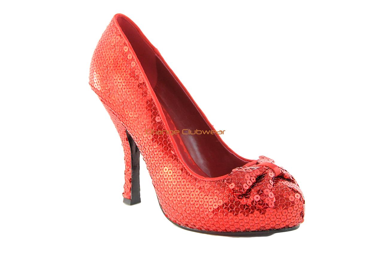 PLEASER Womens Dororthy Wizard of oz Red Sequin Costume Pumps High ...