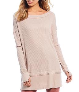 New NWT Free People North Shore Thermal Tunic Shirt Sand