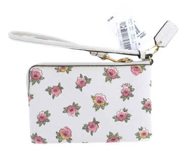 COACH ピンク フラワー装飾 バッグ New NWT Coach Flower Patch Ivory Pink Floral Coated Canvas